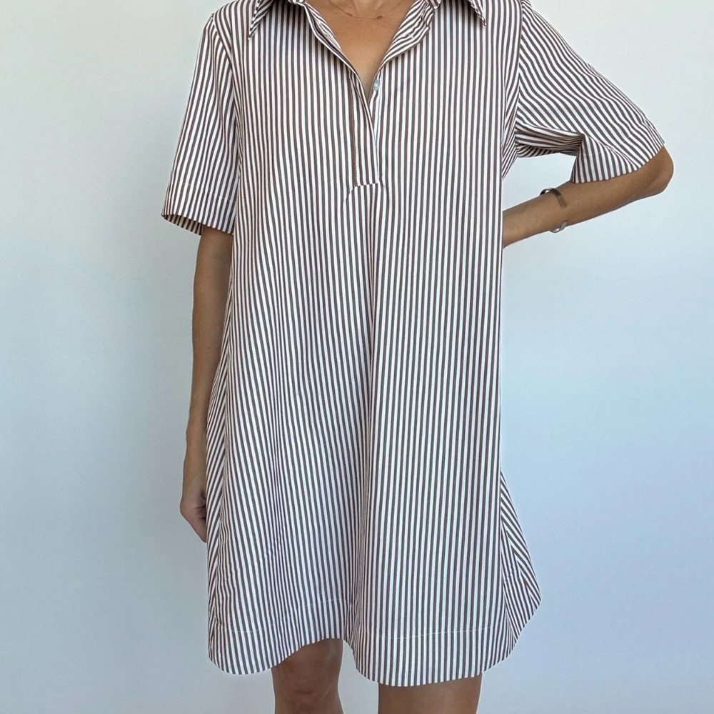 Endless Rose Striped Midi Dress - White and Brown